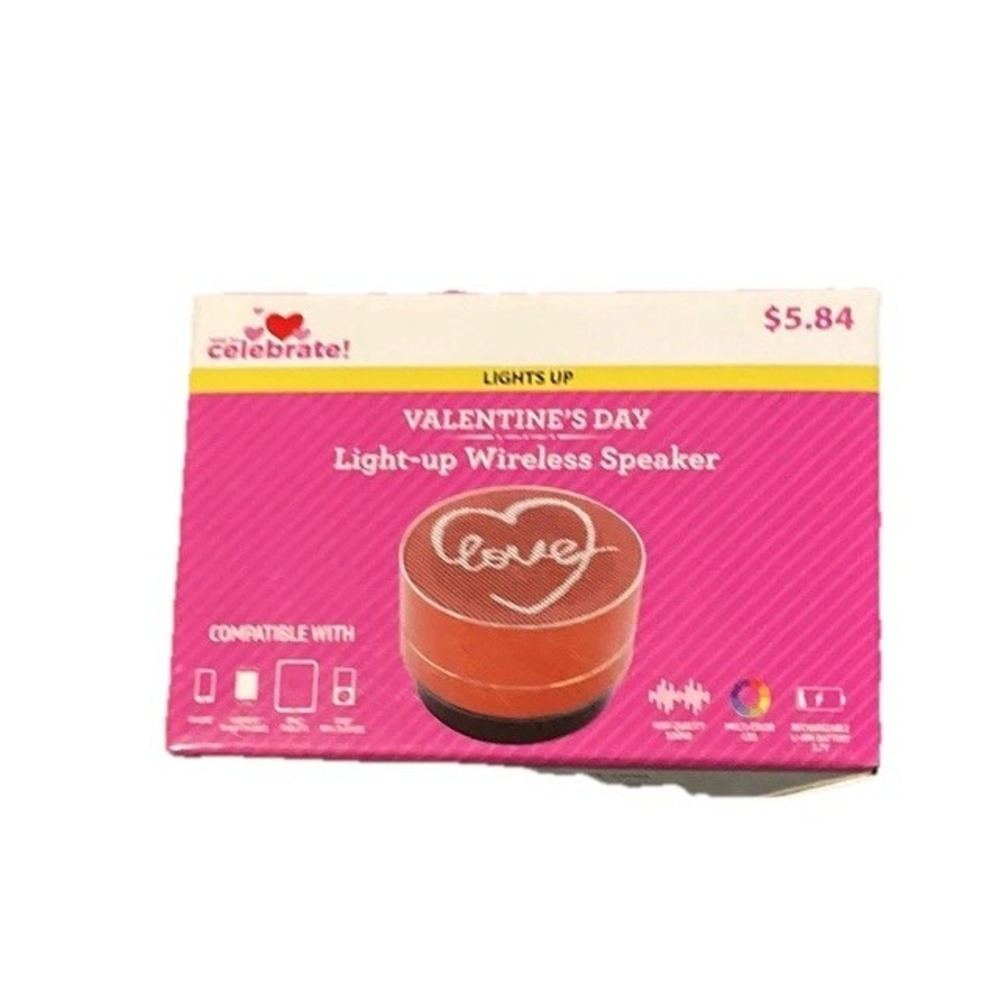 Way To Celebrate! Valentine's Day Red "Love" Light-Up Wireless Speaker Gift
